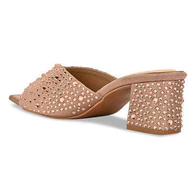 Crystal pink block heels
