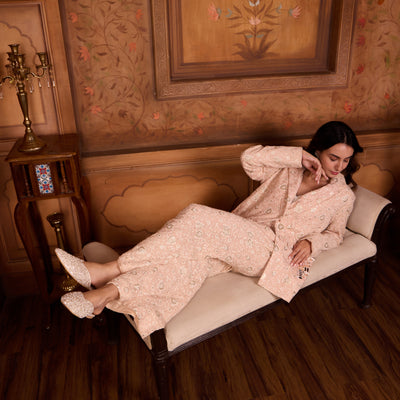 Silver White Beaded Mule Flat