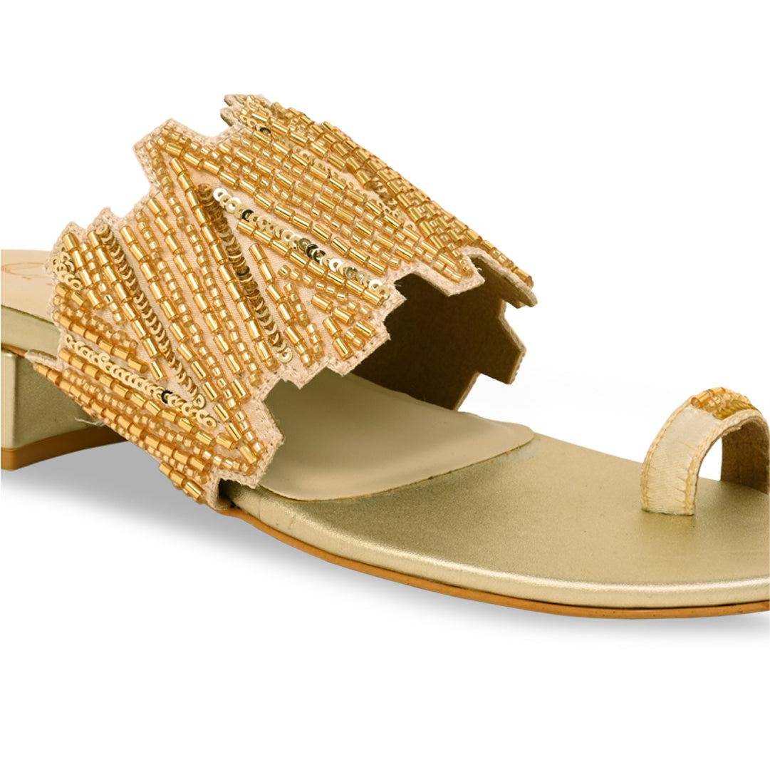 Dazzle Gold Line Toe Heel