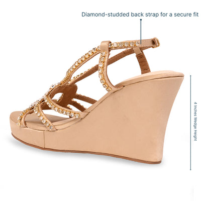 Sparkle Brooch Strapped Wedge