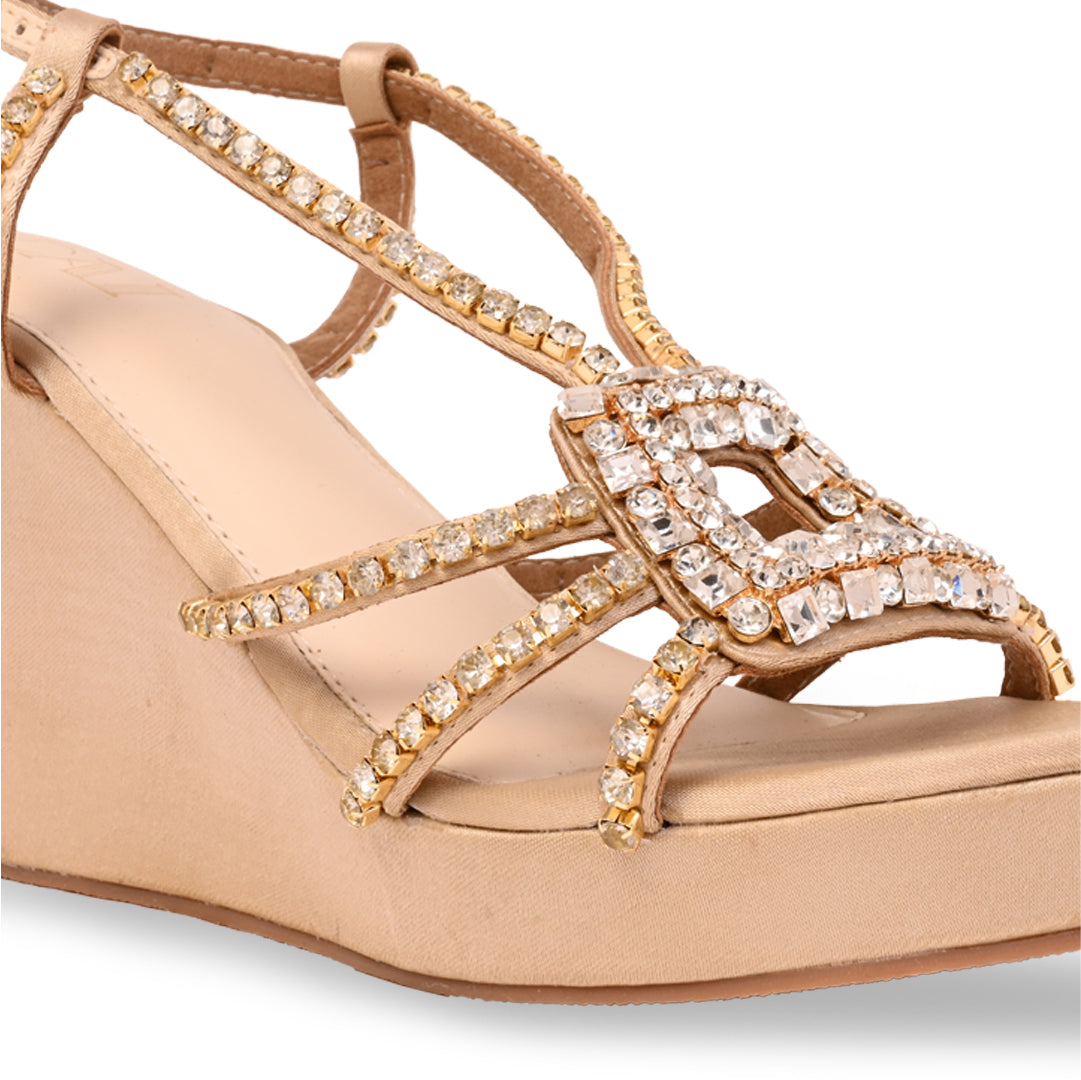 Sparkle Brooch Strapped Wedge