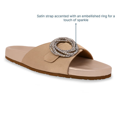 Satin Gold Embellished Ring Slider