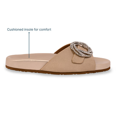 Satin Gold Embellished Ring Slider