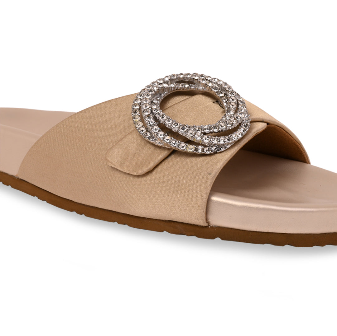 Satin Gold Embellished Ring Slider