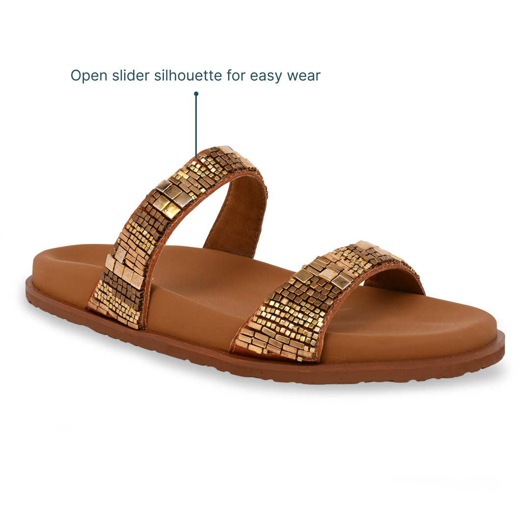 Golden Stone Tan Slides