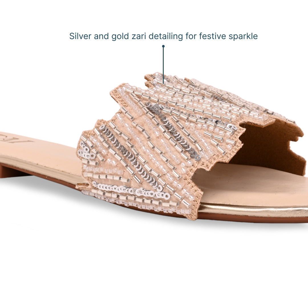 Dazzle Silvergold Line Flats