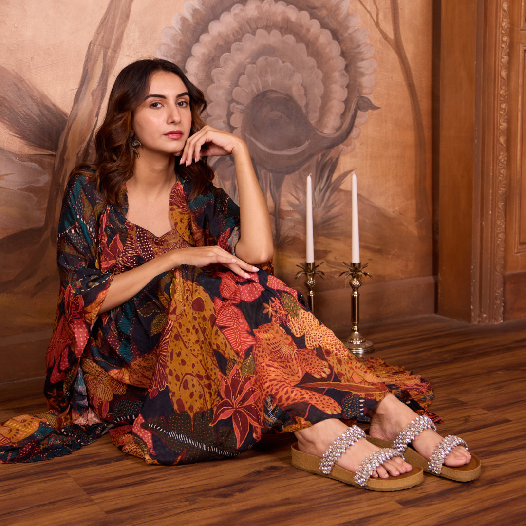 Encrusted Two Strap Slider