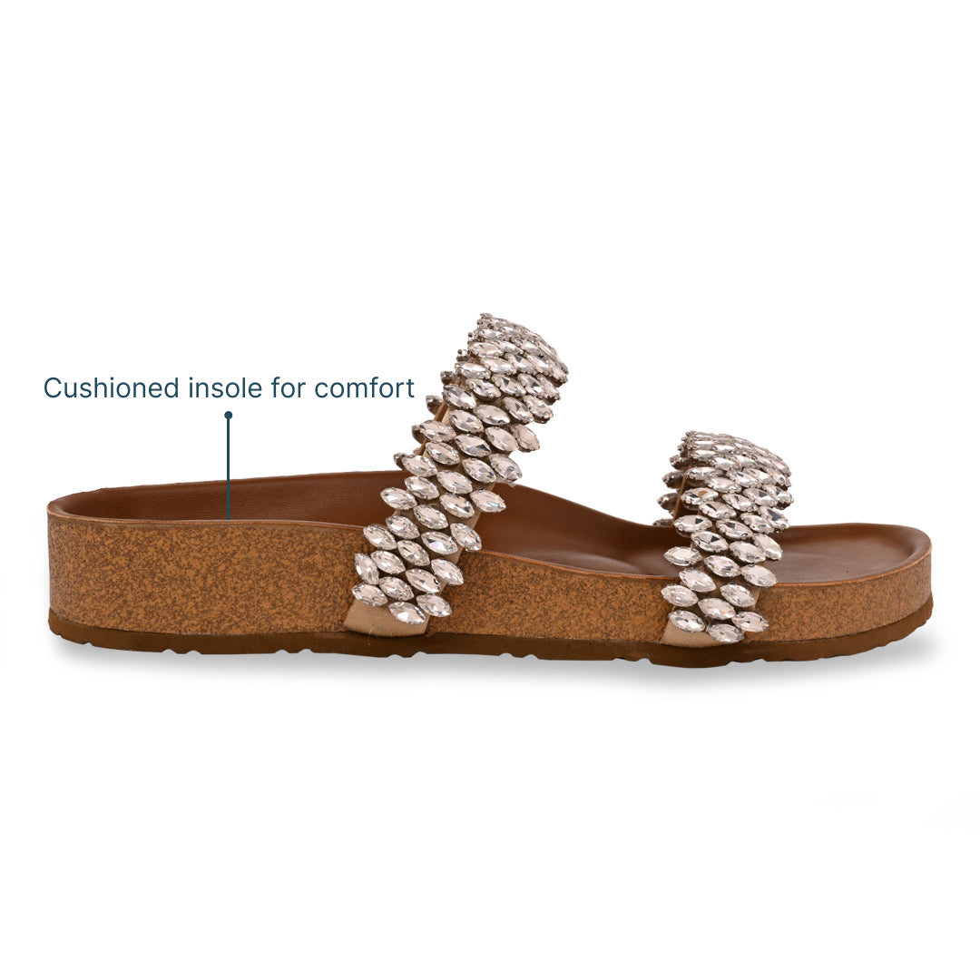 Encrusted Two Strap Slider