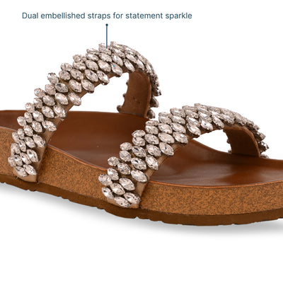 Encrusted Two Strap Slider