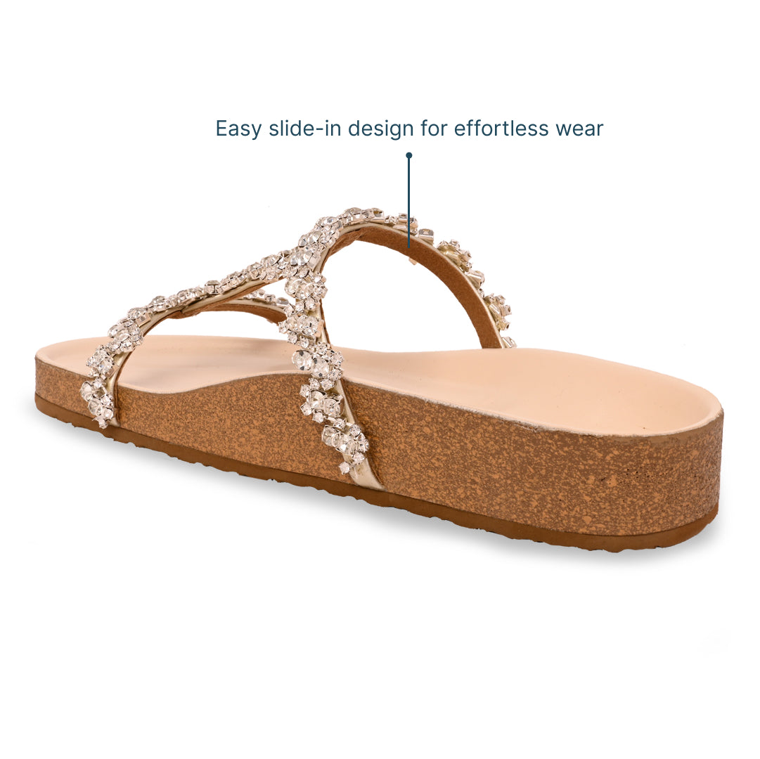 Embellished Flower Lace Strap Slider