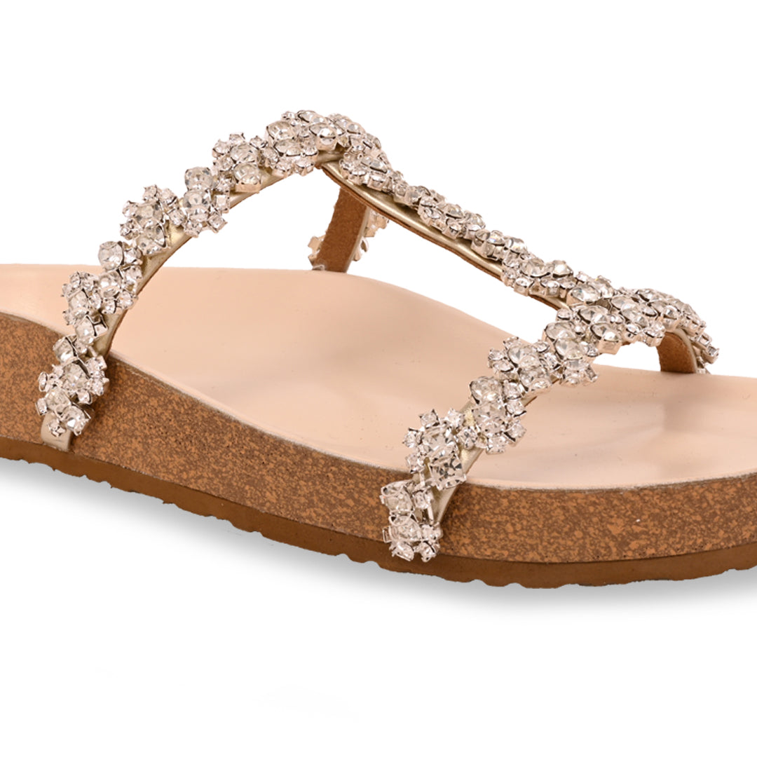 Embellished Flower Lace Strap Slider