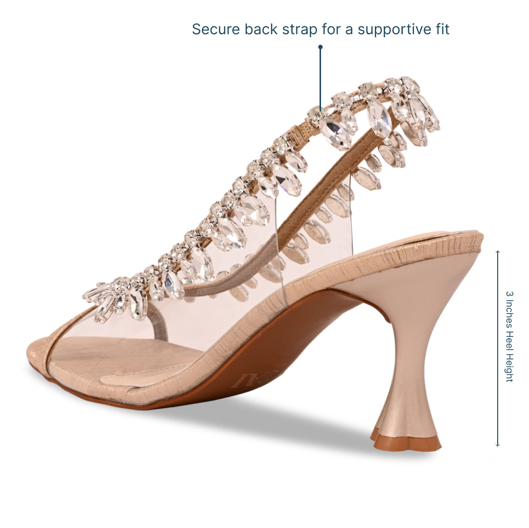 Peep Toe Embellished Heels