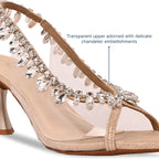 Peep Toe Embellished Heels