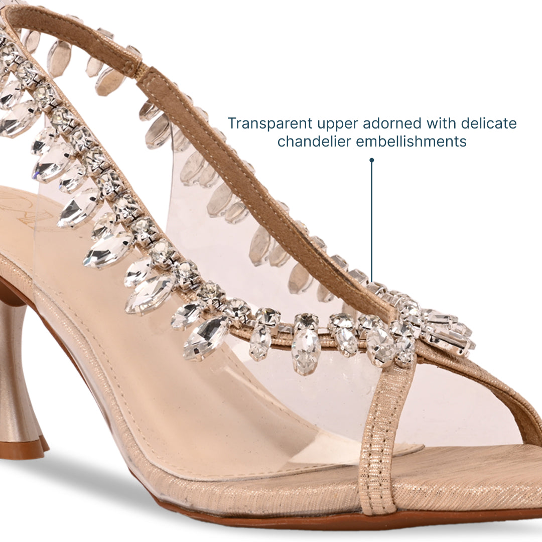 Peep Toe Embellished Heels