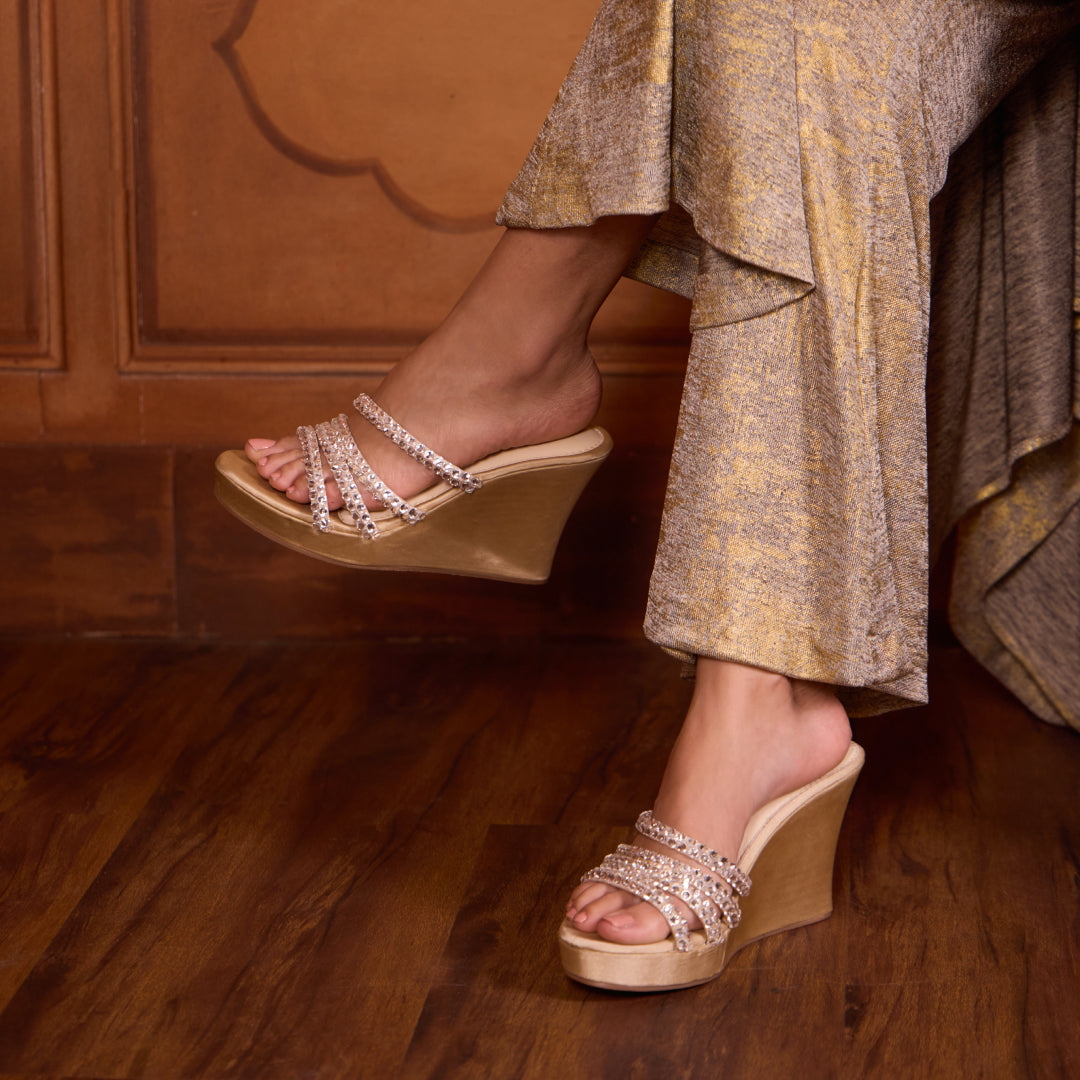 Multi Diamond Lace Rosegold Wedge