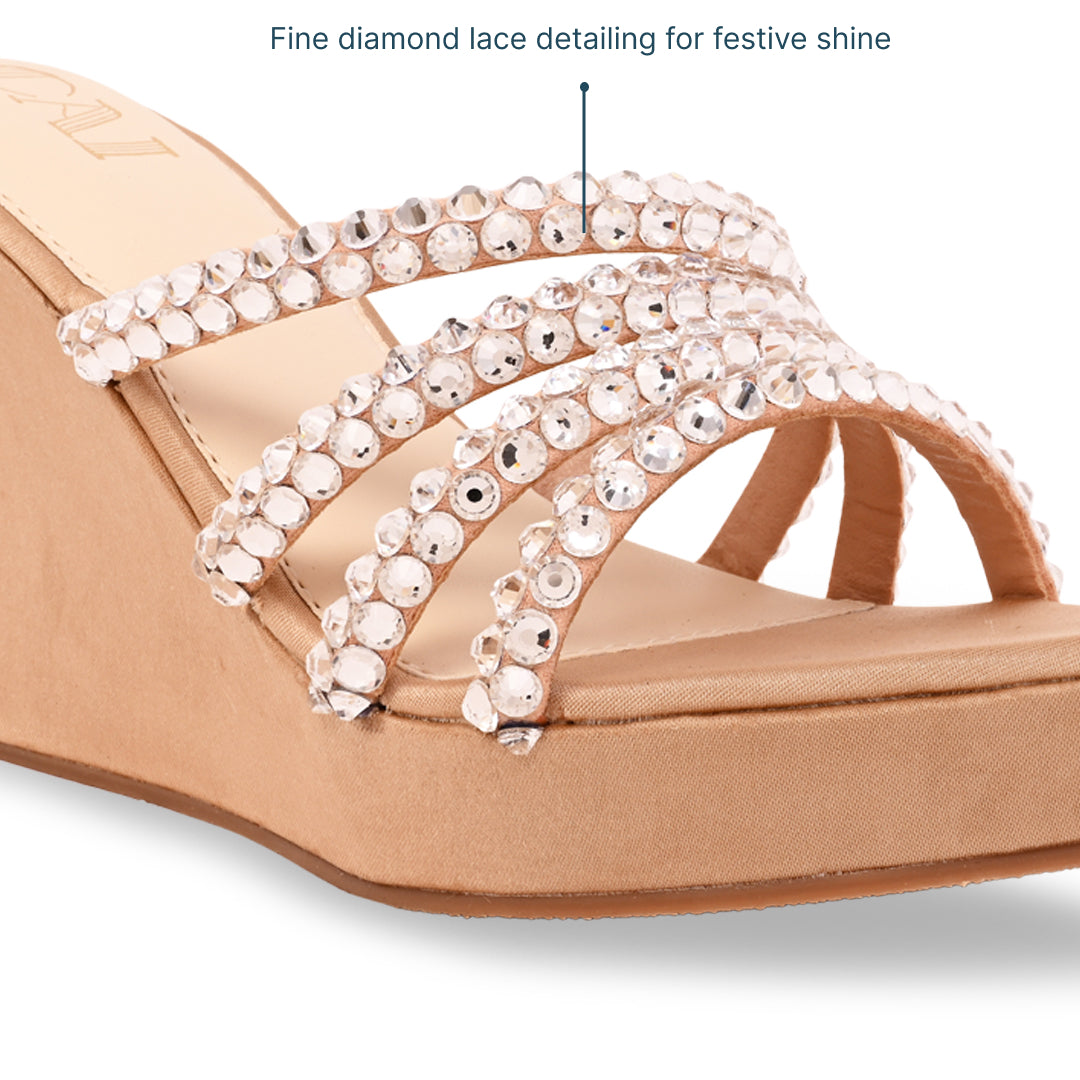 Multi Diamond Lace Rosegold Wedge