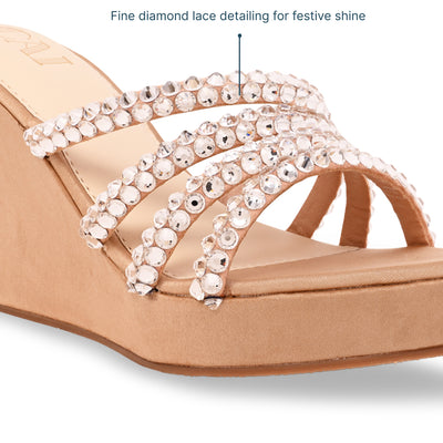 Multi Diamond Lace Rosegold Wedge