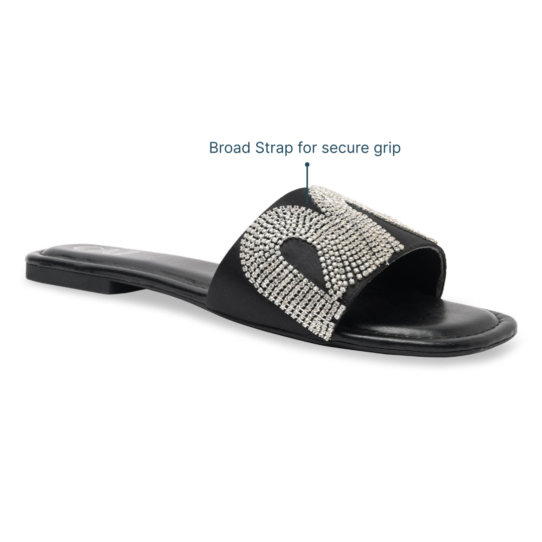 Diamond Fall Black Flats