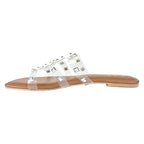 Clear Strap Tan Studded Flats
