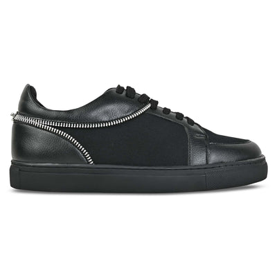 Zipper-Accent Sneakers- Black