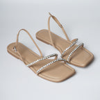 Diamond Strappy Flat - Nude