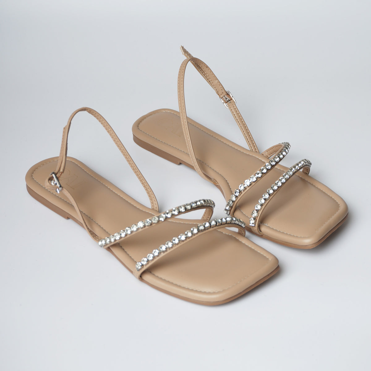 Diamond Strappy Flat - Nude