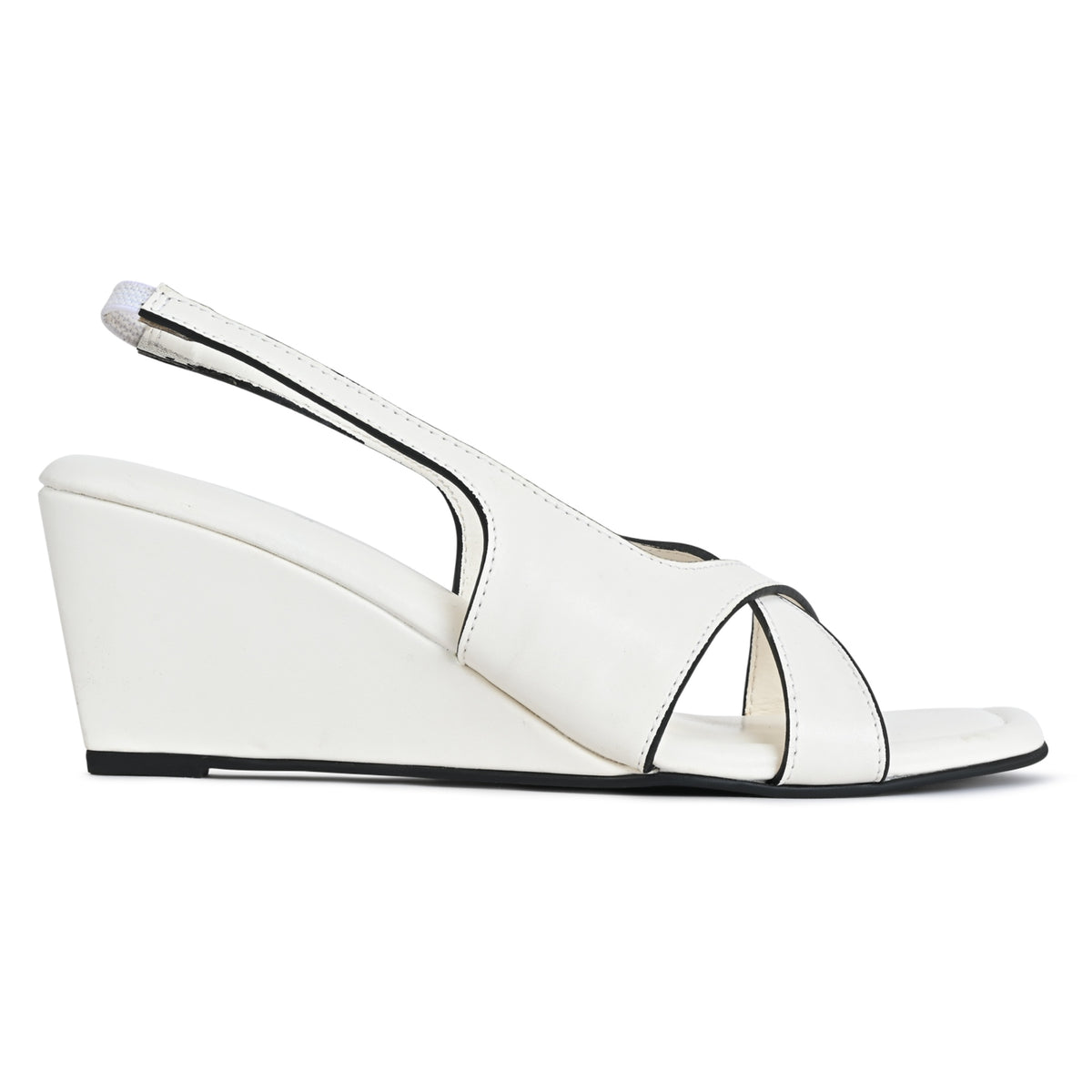 Criss Cross White Sandal Wedge