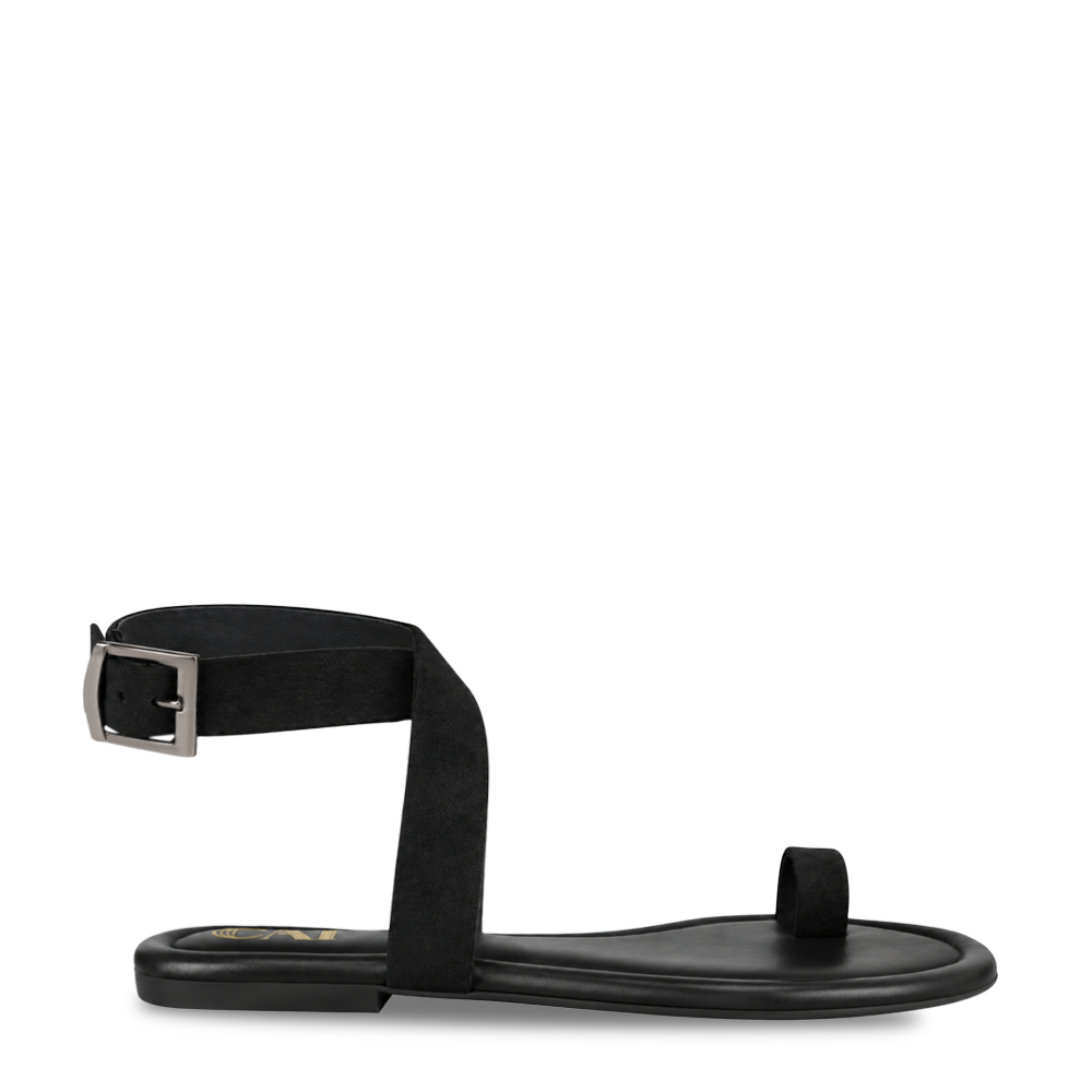 Black Toe Loop Sandals