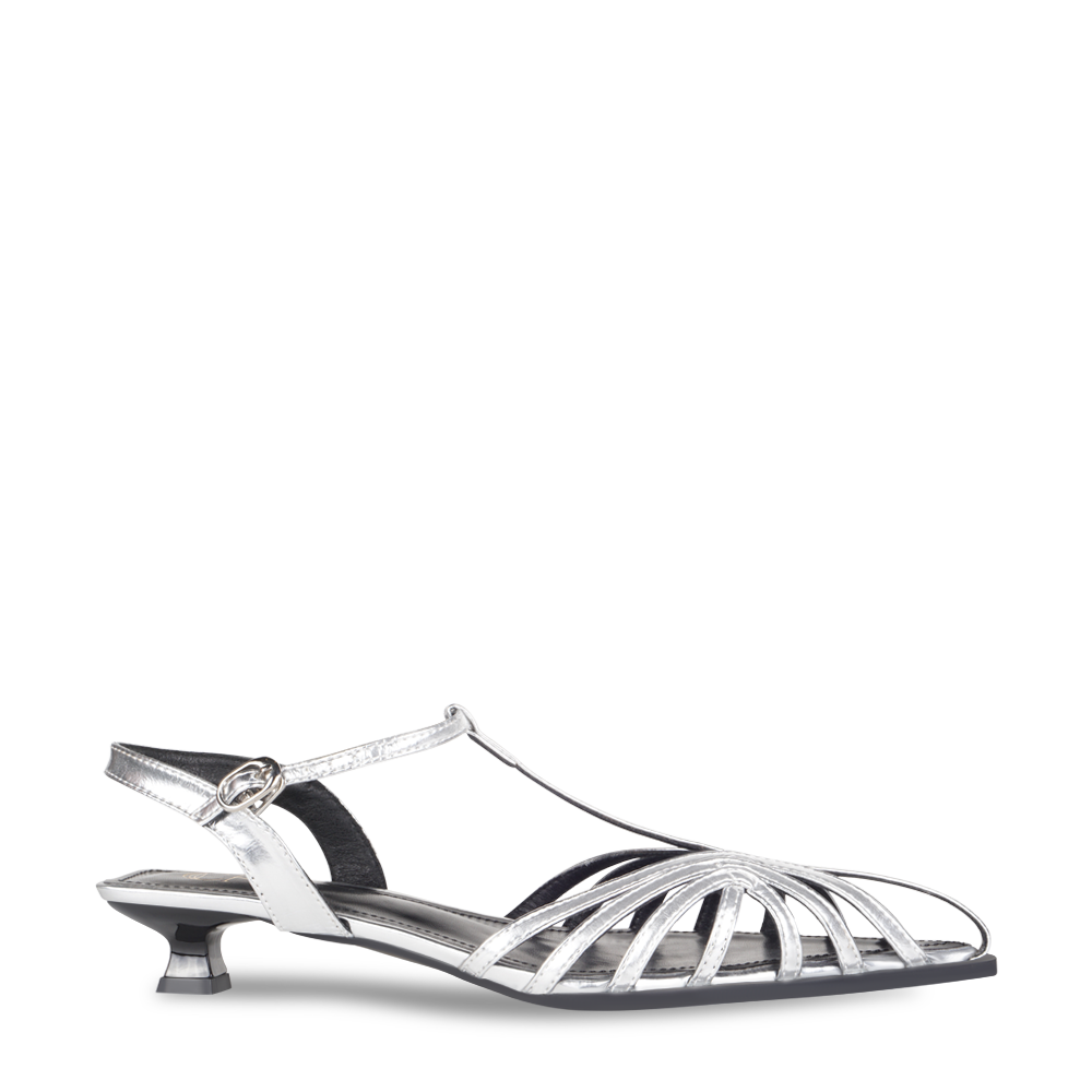 Webbed Silver Slingback Heels