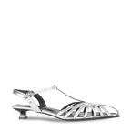 Webbed Silver Slingback Heels