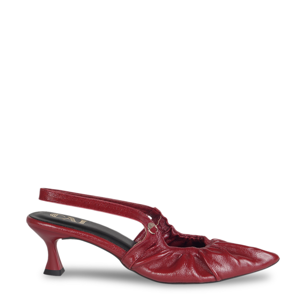Ruche Red Sling Heel