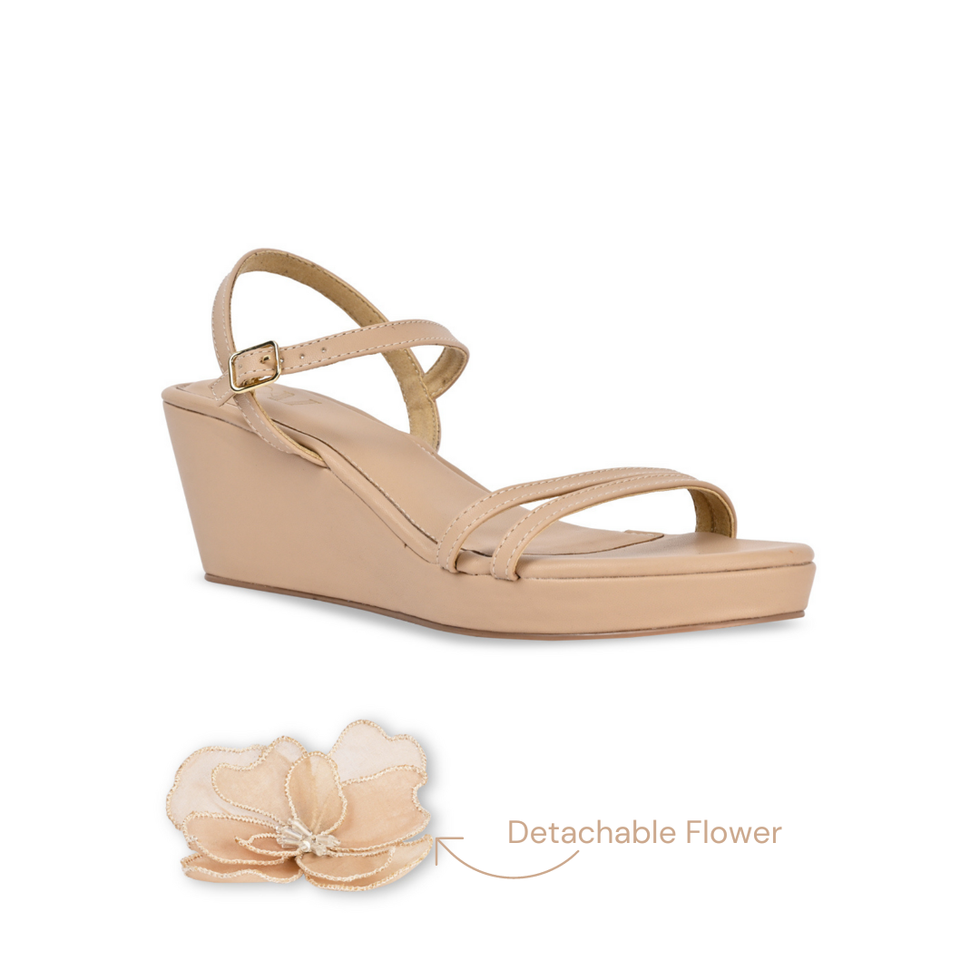 Dusty Rose Floral Wedge