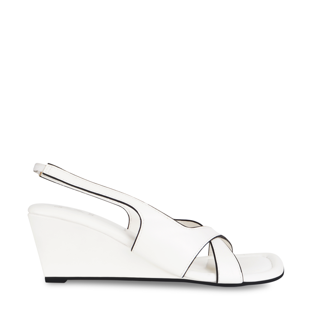 Criss Cross White Sandal Wedge
