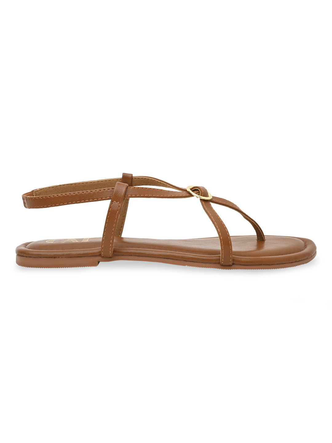 Buckled Tan Strap Flats