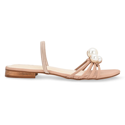 Pearl Strapped Pink Flats