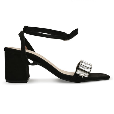 Celeste Black Anklet Heels