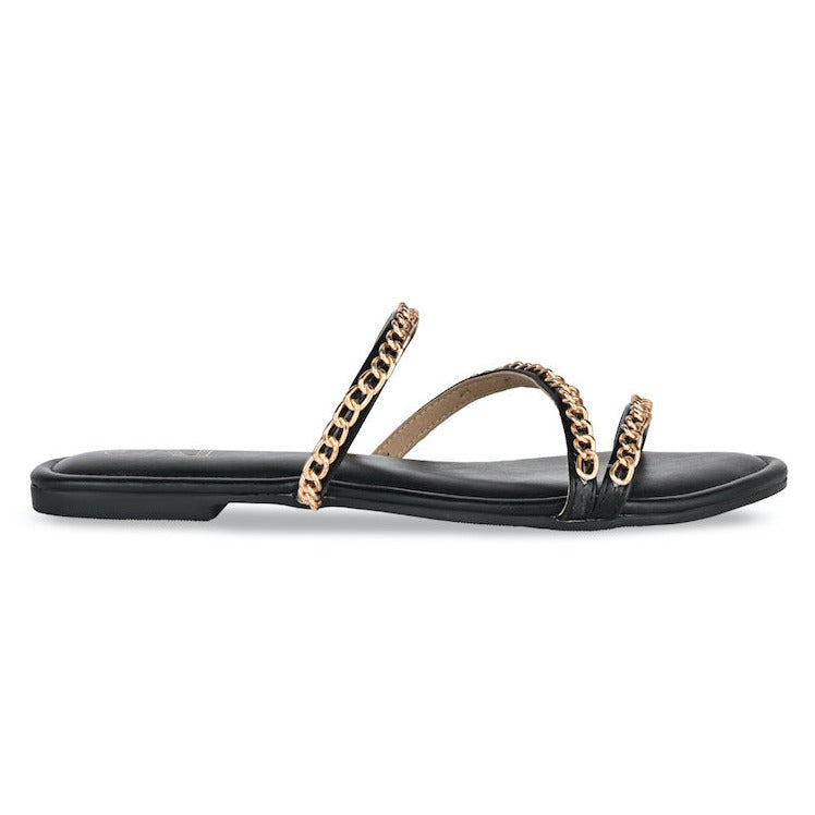 Black Chained Flats