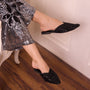 Black Beaded Mule Flat