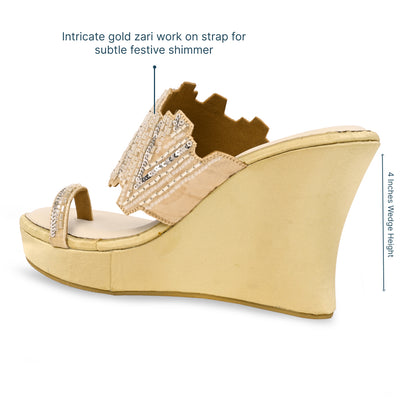 Dazzle Gold Line Toe Wedge