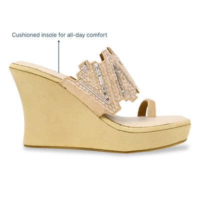 Dazzle Gold Line Toe Wedge