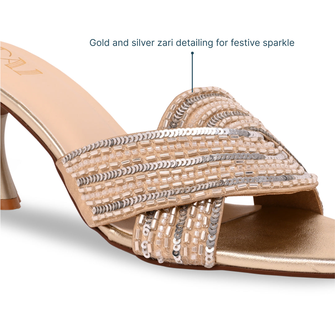 Swirled in Gold and Silver Heels