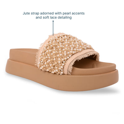 Pearly Jute Lace Slider