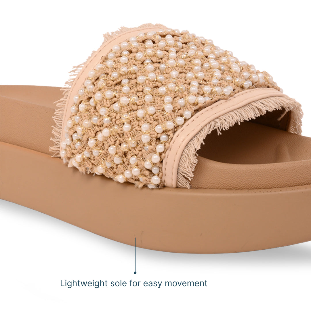 Pearly Jute Lace Slider