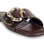 Linea Buckle Burgundy Flats