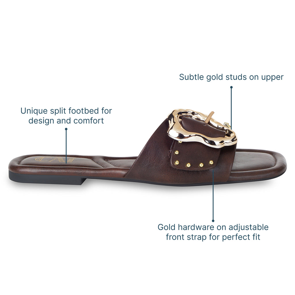 Linea Buckle Burgundy Flats