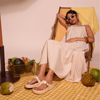 BoldStep Cream Thong Platforms