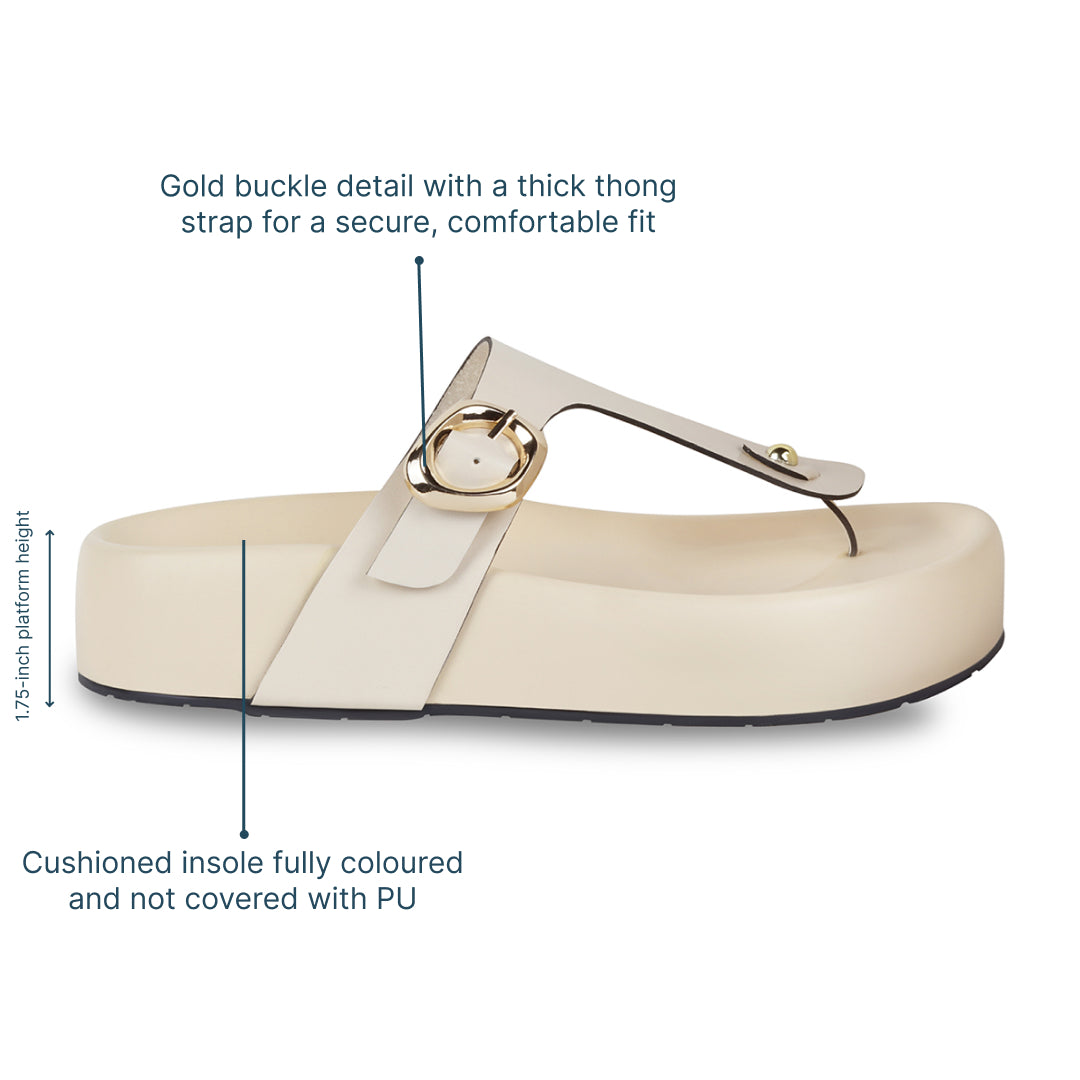 BoldStep Cream Thong Platforms