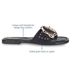 Linea Buckle Black Flats