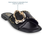 Linea Buckle Black Flats