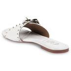 Linea Buckle White Flats